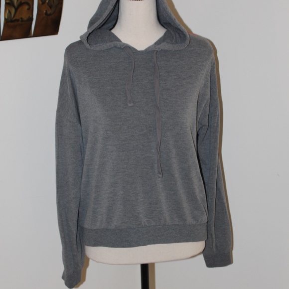 🌻 Pink Rose, Hoodie heather grey striped sweatshirt Small - Picture 1 of 5